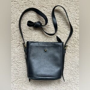 Madewell Mini Black Leather Crossbody w/ gold accents